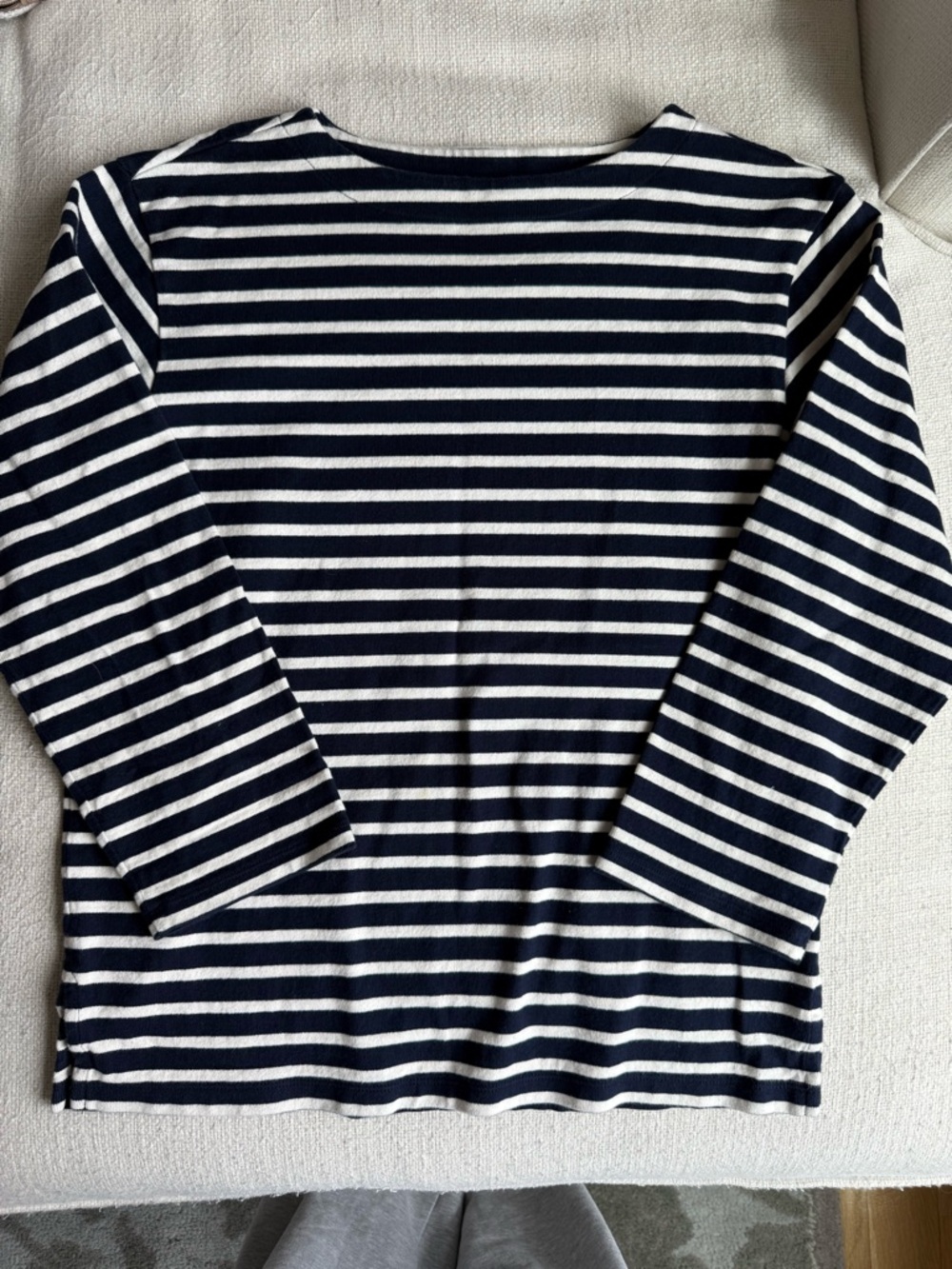 Navy and White Striped Boatneck Top
